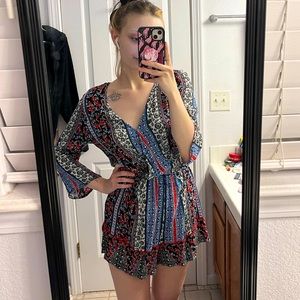 multicolored flowy romper